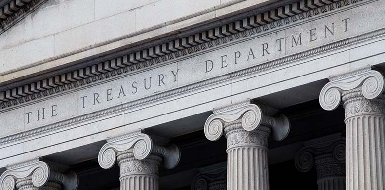 The Treasury Department written in stone